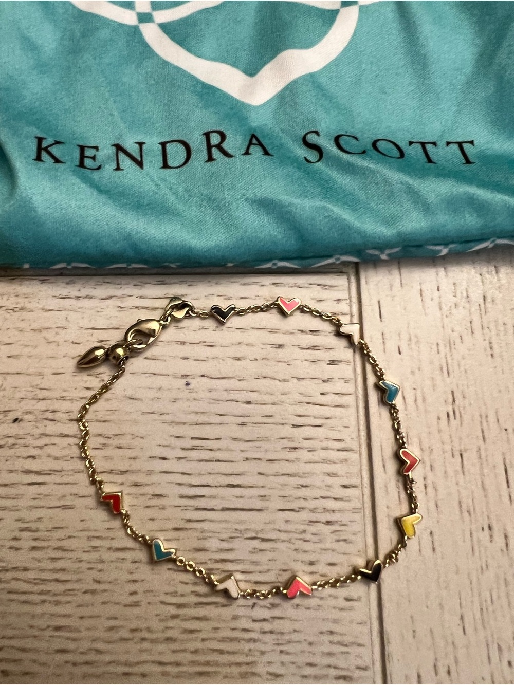 Kendra Scott “Haven Heart” Gold Chain Bracelet in Multi Mix Colors-NWOT!